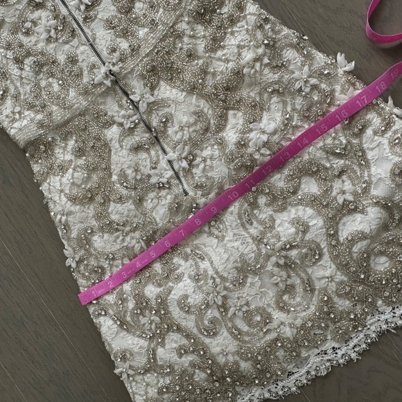 Alice + Olivia PRIA White Beaded Rhinestone Crystal Mini Dress Lace - Size 2 - Picture 13 of 14